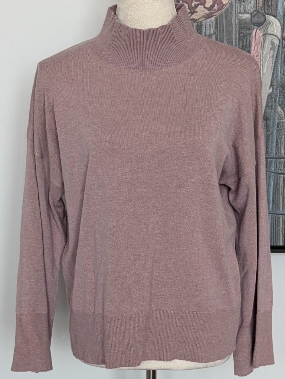 Vila Milano Blush Mock Turtleneck Lightweight Sweater L